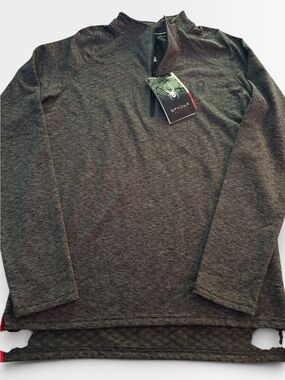 Spyder Men's Heather Charcoal Quarter-Zip Pullover Top